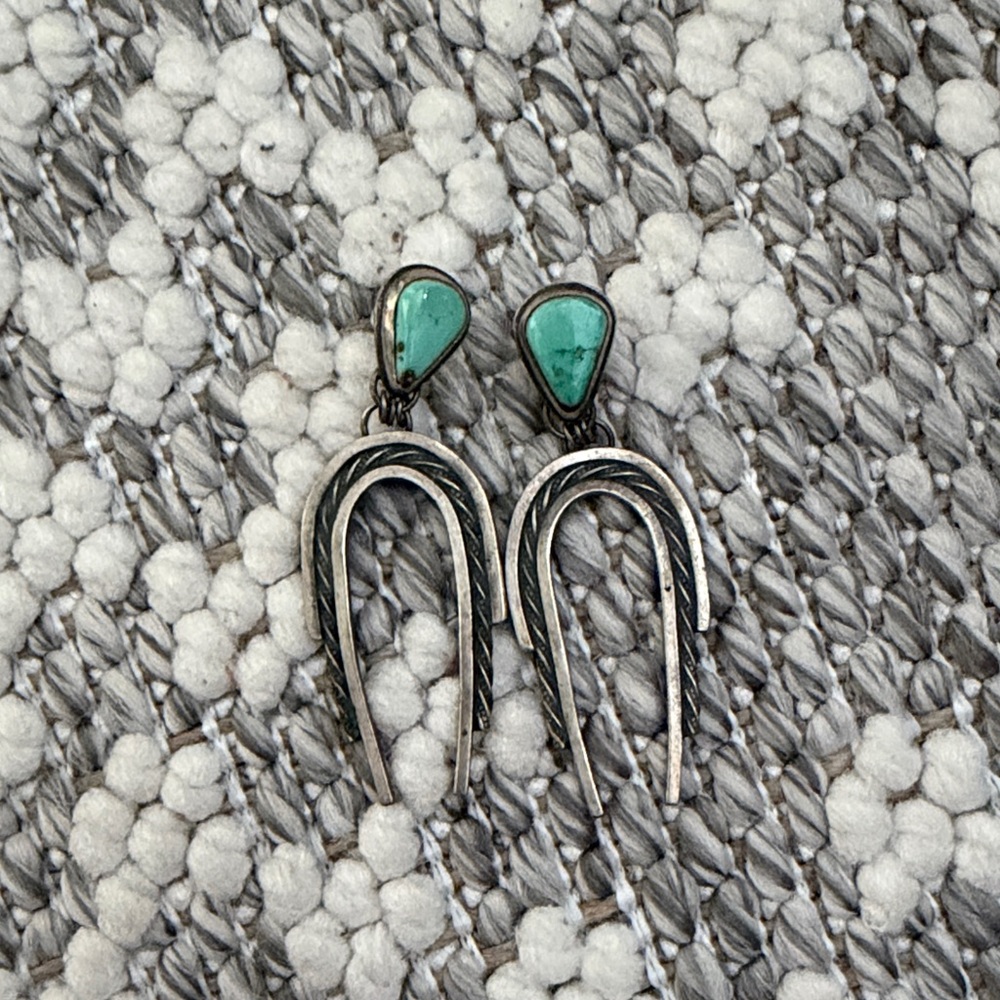 Silver and Turquoise Arch Earrings